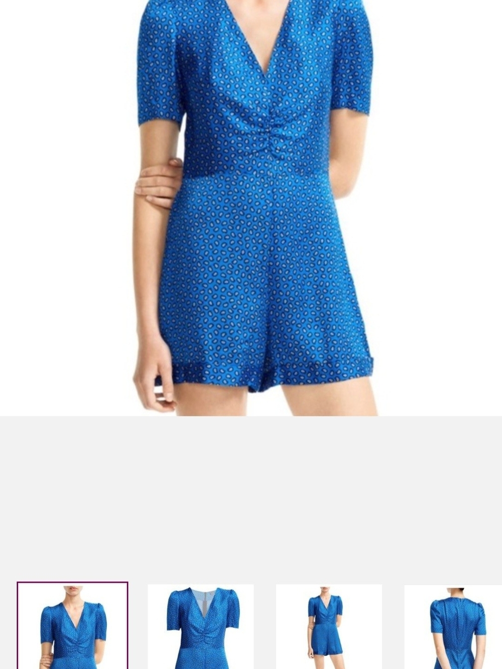 Maje Blue V-Neck Short-Sleeve Romper